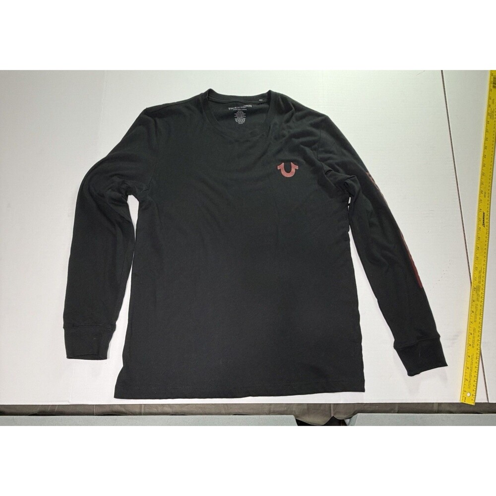 $79 NWT True Religion Black Long Sleeve Logo Buddha T Shirt Size Medium